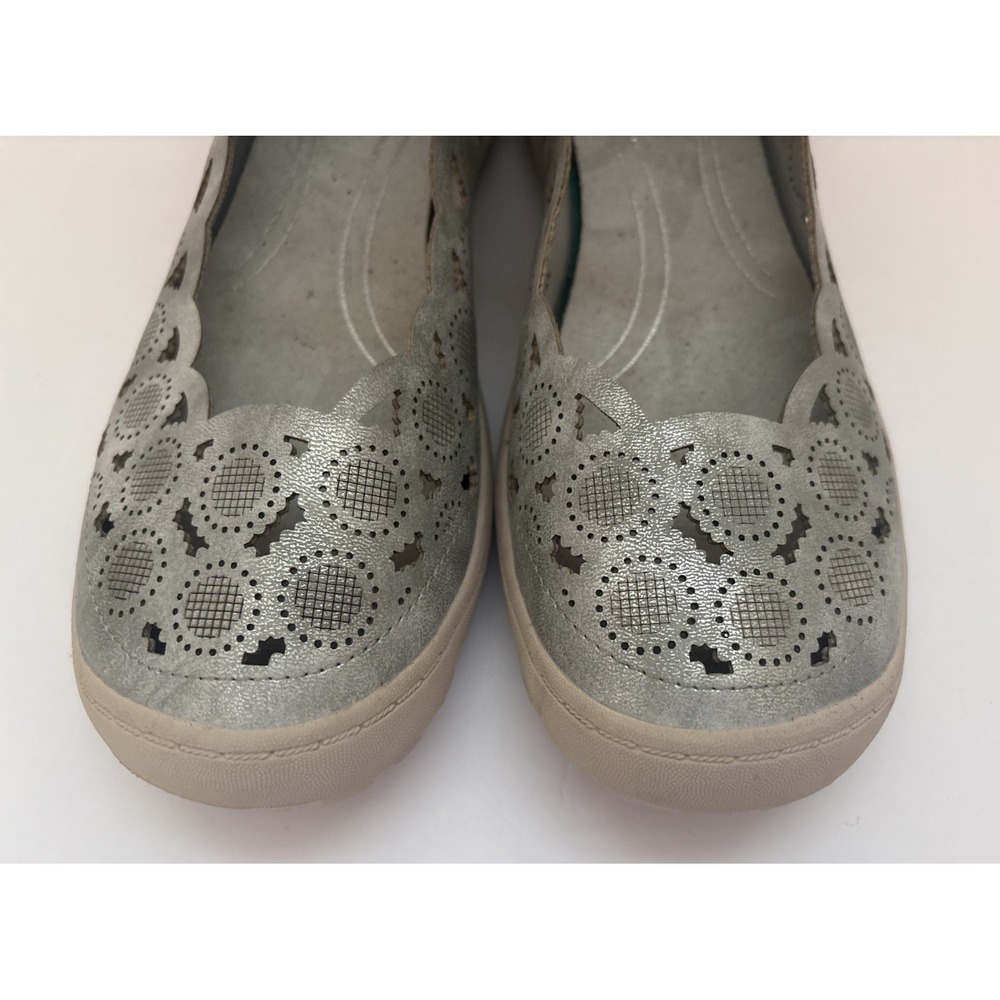 JBU Jambu Womens Anne Tan Laser Cut Floral Mary Jane Flats Shoes Silver 8.5 W - Picture 8 of 10